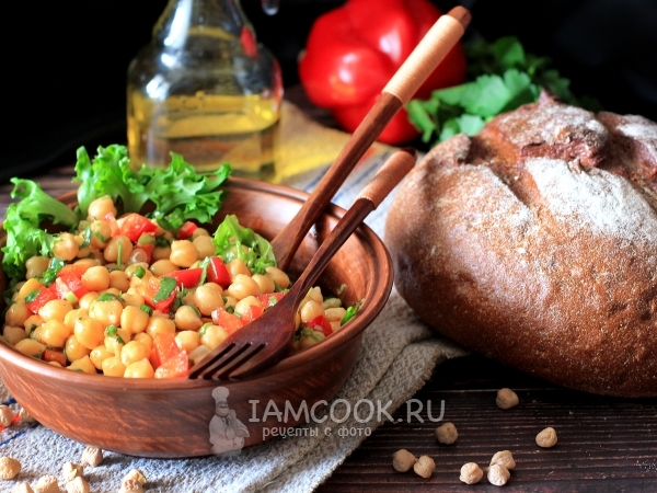 Салат из нута с кинзой и лимонным соком, рецепт с фото