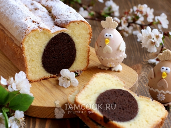 Пасхальный кекс с шоколадным яйцом, рецепт с фото