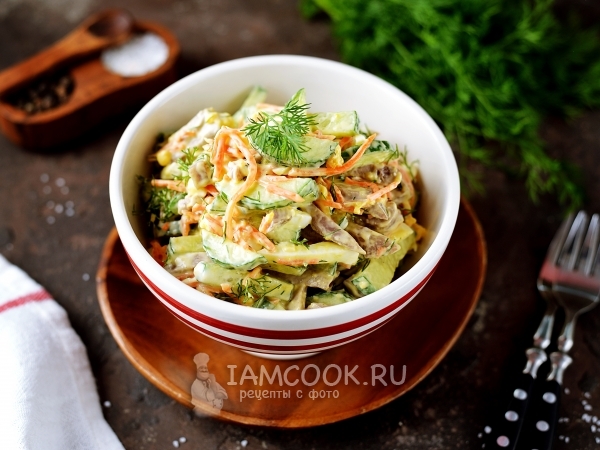 Салат из свиного языка с корейской морковью, рецепт с фото