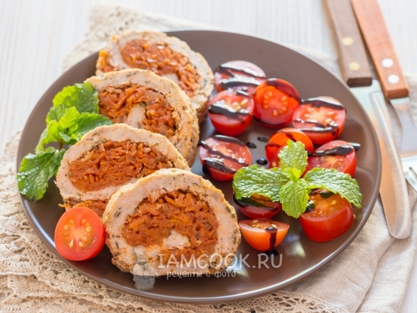 Рулет из фарша с морковью, рецепт с фото