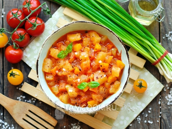 Овощное рагу из патиссонов, рецепт с фото