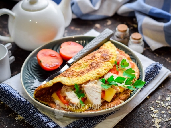 Овсяноблин с курицей и сыром, рецепт с фото