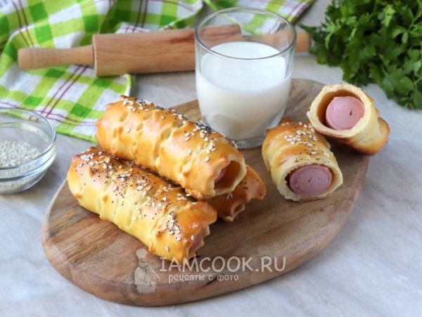 Сосиски в тесте на кефире в духовке, рецепт с фото