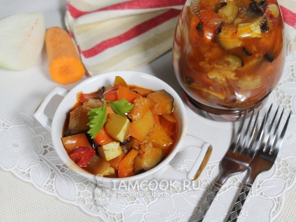 Соте из баклажанов и кабачков на зиму, рецепт с фото