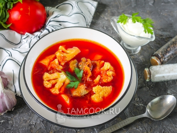 Борщ с цветной капустой, рецепт с фото