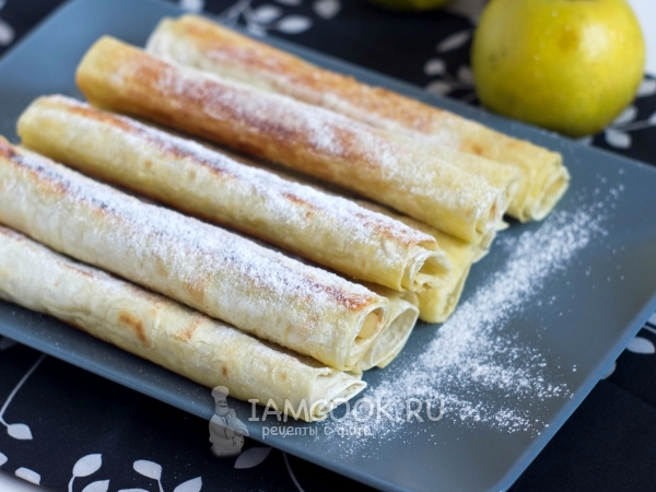 Лаваш с яблоками на сковороде, рецепт с фото