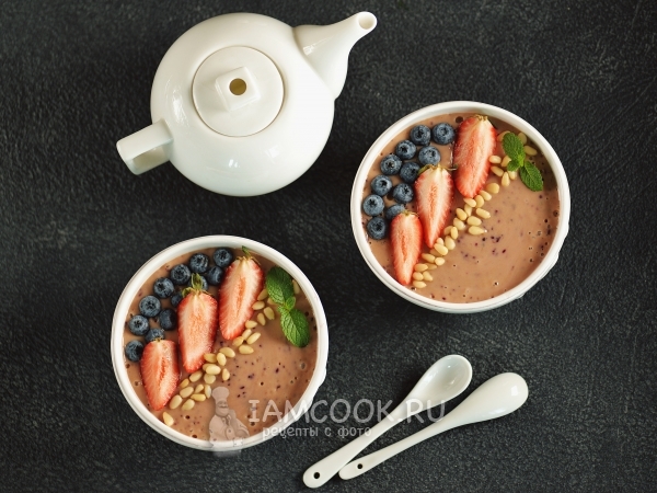 Смузи-боул из персиков с черникой, рецепт с фото