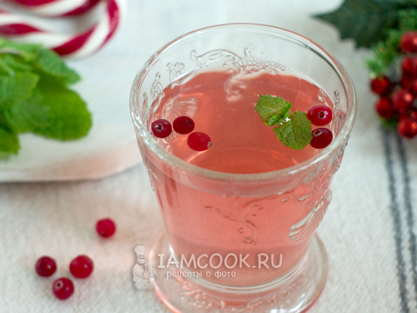Клюквенный морс с мятой, рецепт с фото