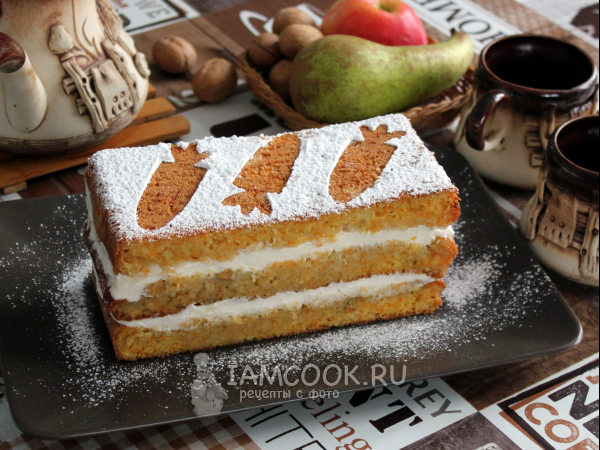 Морковный торт с грушей, рецепт с фото