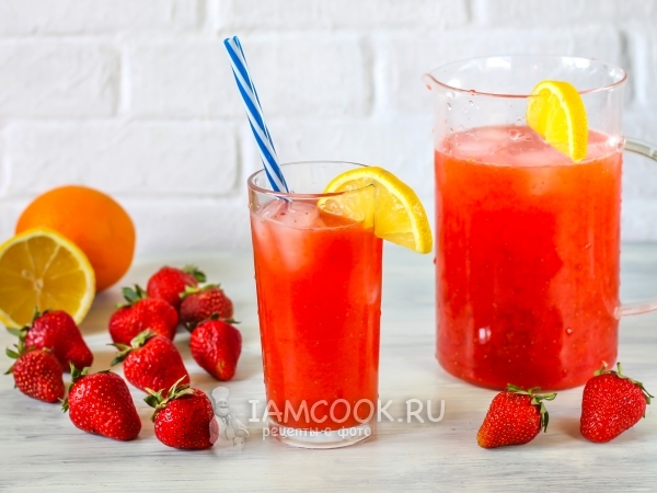 Клубнично-апельсиновый лимонад, рецепт с фото