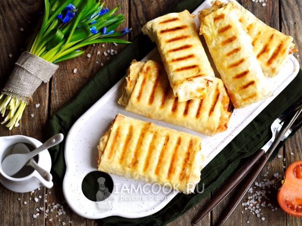 Хот-дог в лаваше на гриле, рецепт с фото