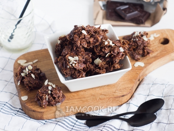 Конфеты из шоколада с кукурузными хлопьями, рецепт с фото