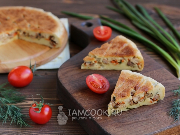 Заливной пирог с курицей в мультиварке, рецепт с фото