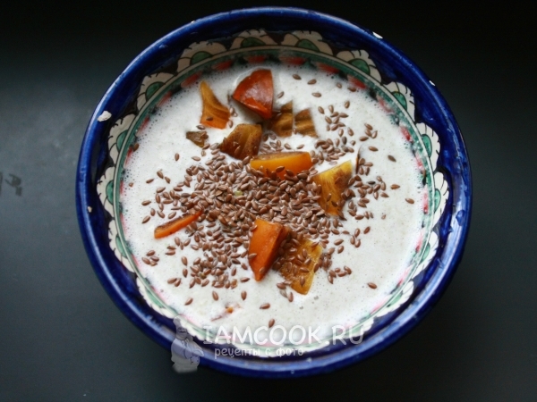 Каша из пророщенной зеленой гречки и хурмы, рецепт с фото