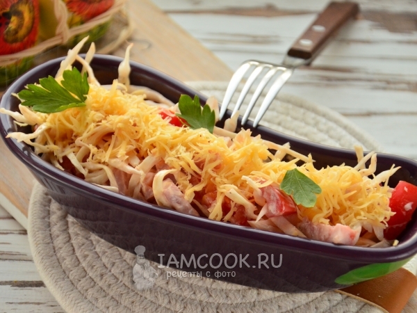 Салат с капустой и ветчиной, рецепт с фото