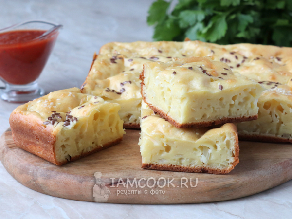 Заливной пирог с капустой на кефире и майонезе, рецепт с фото