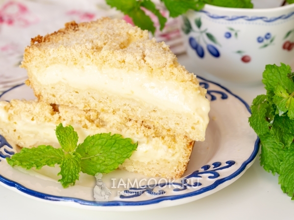 Пирог-крошка с заварным кремом, рецепт с фото