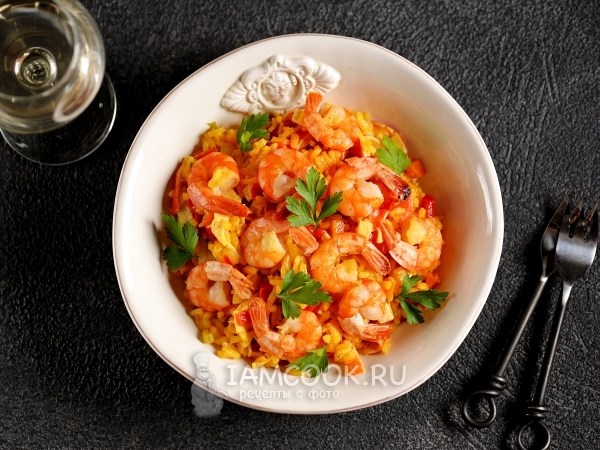 Паэлья с креветками, рецепт с фото