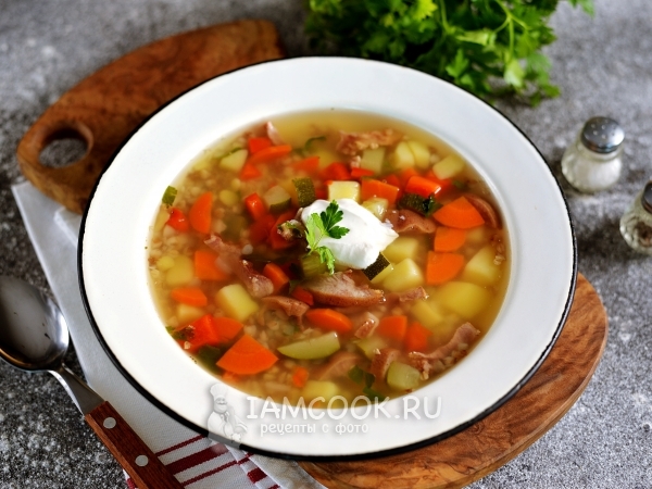Суп с копчеными пятачками и гречкой, рецепт с фото