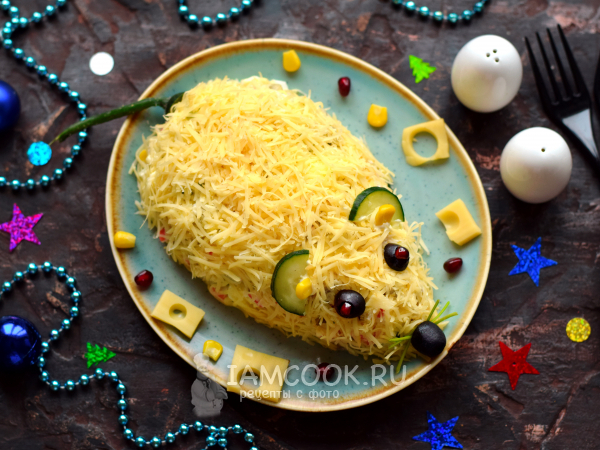 Салат «Мышка» с крабовыми палочками, рецепт с фото