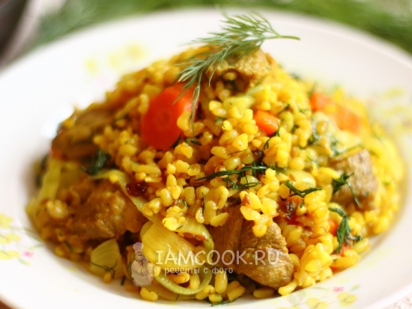 Плов из булгура с индейкой, рецепт с фото