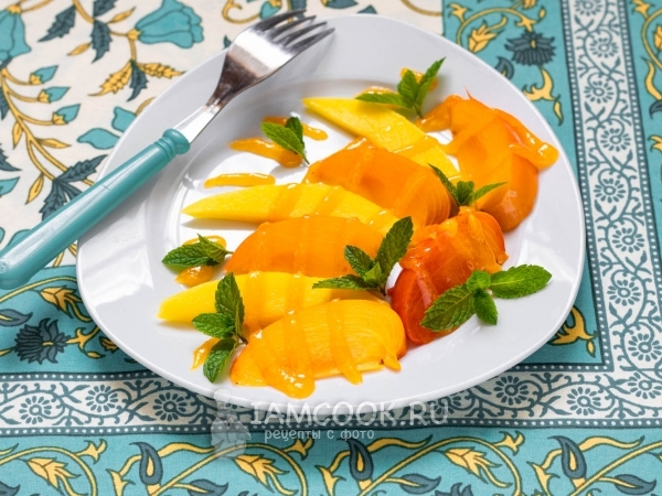 Хурма с манго (десерт), рецепт с фото
