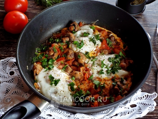 Шакшука с грибами (с шампиньонами), рецепт с фото