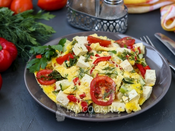 Омлет с овощами и сыром тофу, рецепт с фото