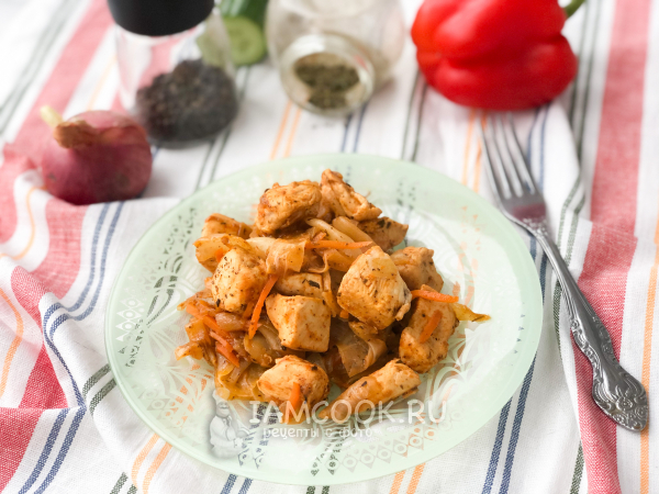 Тушеная курица с капустой по-корейски, рецепт с фото