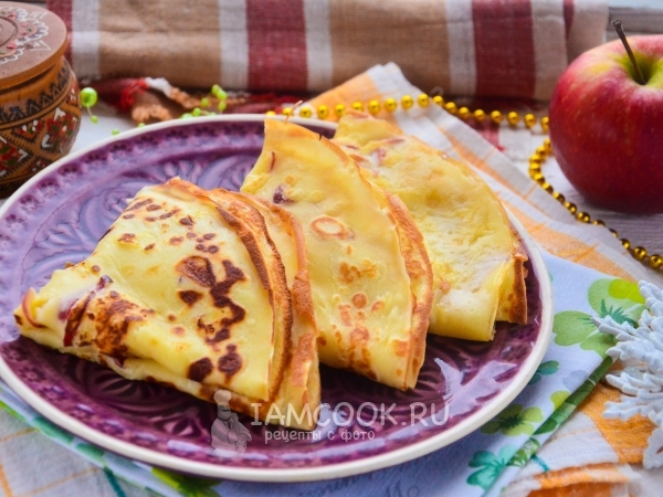 Блины с яблочным припеком, рецепт с фото