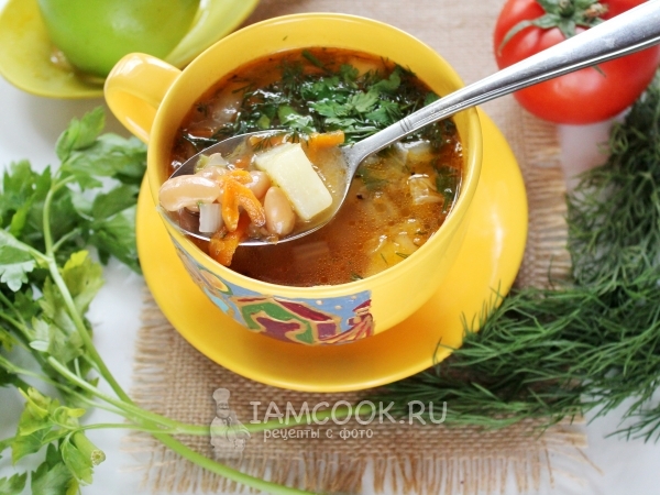 Постные щи из пекинской капусты с фасолью, рецепт с фото