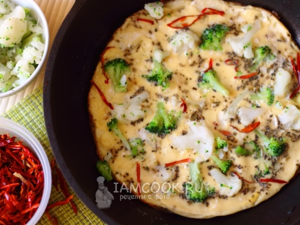 Омлет с брокколи и цветной капустой, рецепт с фото