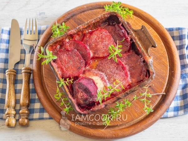 Запечённая свёкла с сыром, рецепт с фото