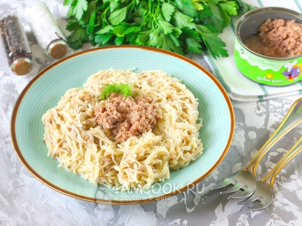 Вермишель с консервированным тунцом, рецепт с фото