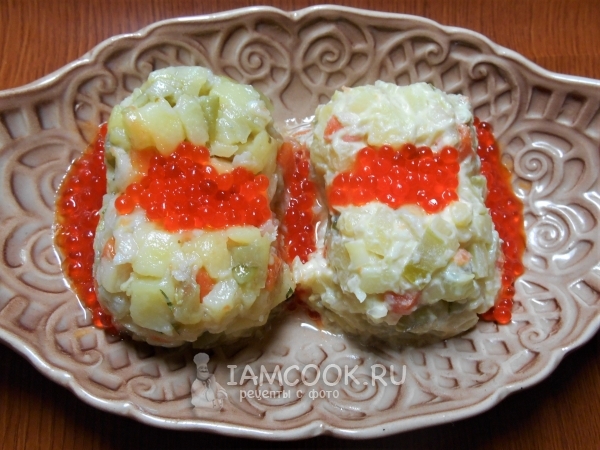 Постный праздничный салат с рыбой + 2 вида заправки, рецепт с фото