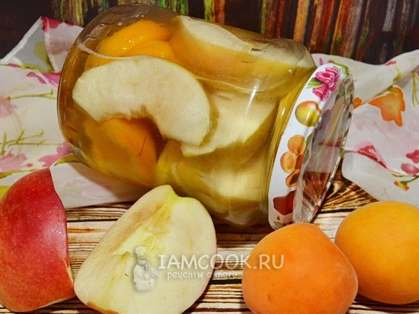 Компот из яблок и абрикосов на зиму, рецепт с фото