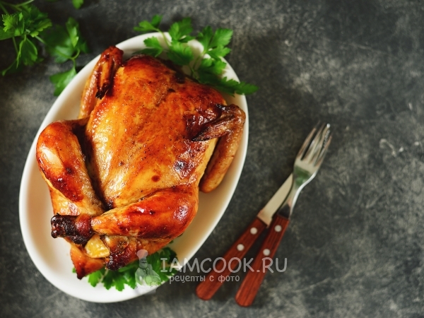 Курица, запеченная с киви и апельсинами, рецепт с фото
