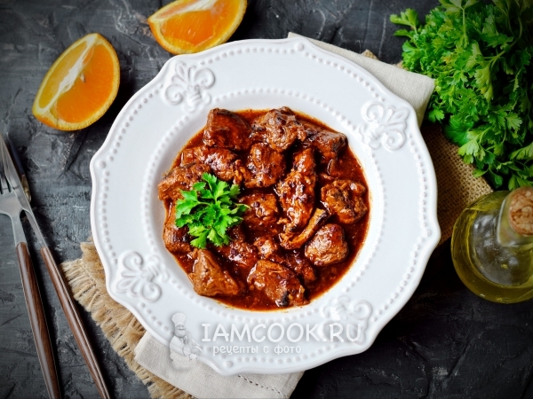 Говядина в кисло-сладком соусе с апельсином, рецепт с фото