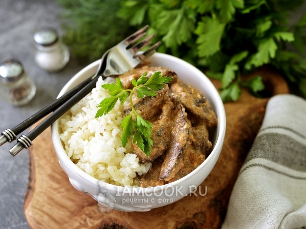 Печень индейки в сметане, рецепт с фото