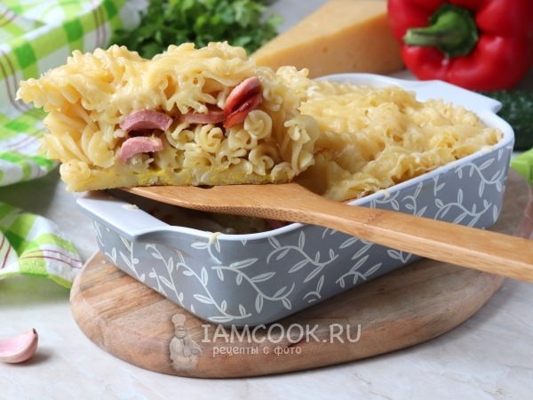 Макароны с сосисками в духовке, рецепт с фото
