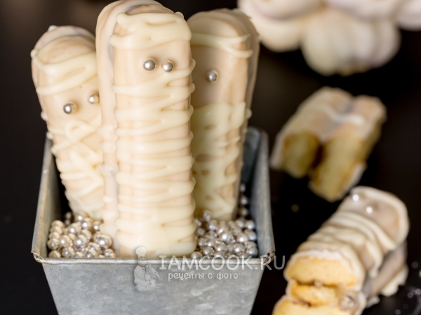Мумии из печенья Савоярди на Хэллоуин, рецепт с фото
