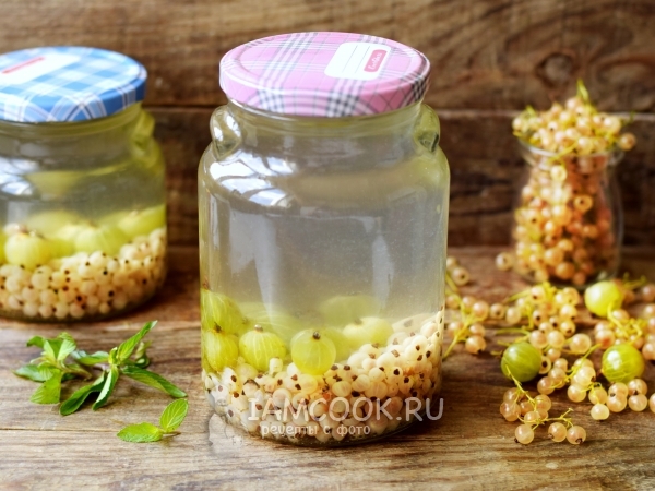 Компот из крыжовника и белой смородины на зиму, рецепт с фото