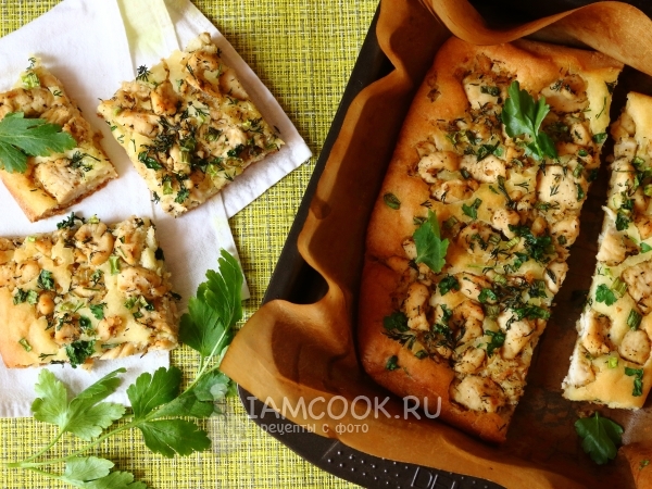 Пирог на кефире с курицей, рецепт с фото