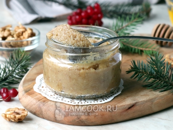 Паста из грецких орехов (с мёдом), рецепт с фото