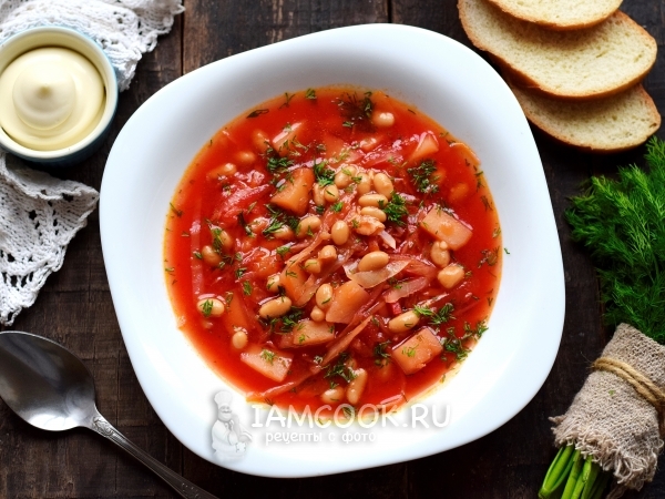 Борщ с консервированной фасолью в томате, рецепт с фото