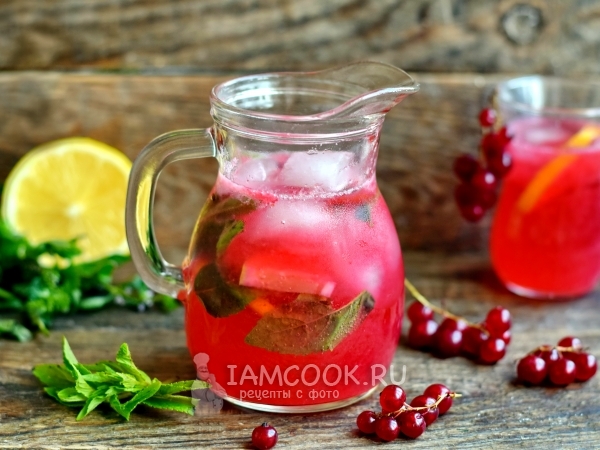 Лимонад с красной смородиной и мятой, рецепт с фото