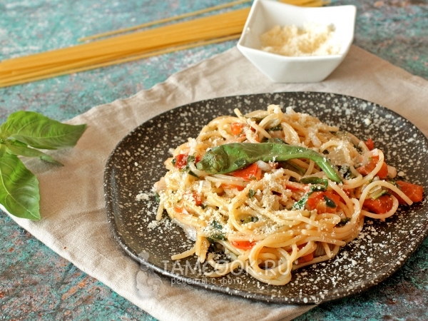 Макароны с овощами за 15 минут, рецепт с фото