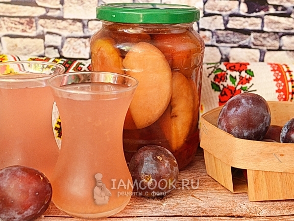 Компот из персиков и слив на зиму, рецепт с фото