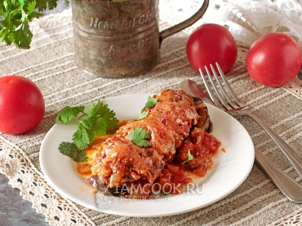 Запеченные баклажаны с фаршем в томатном соусе, рецепт с фото