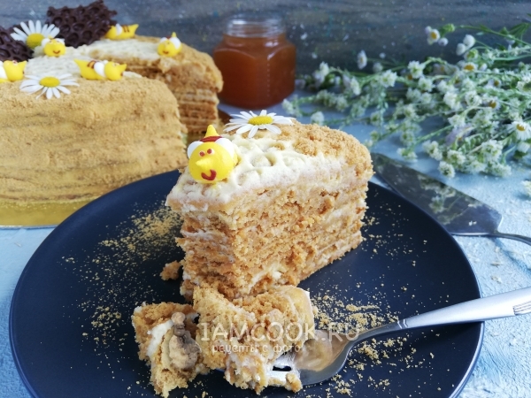 Медовик со сливками, рецепт с фото